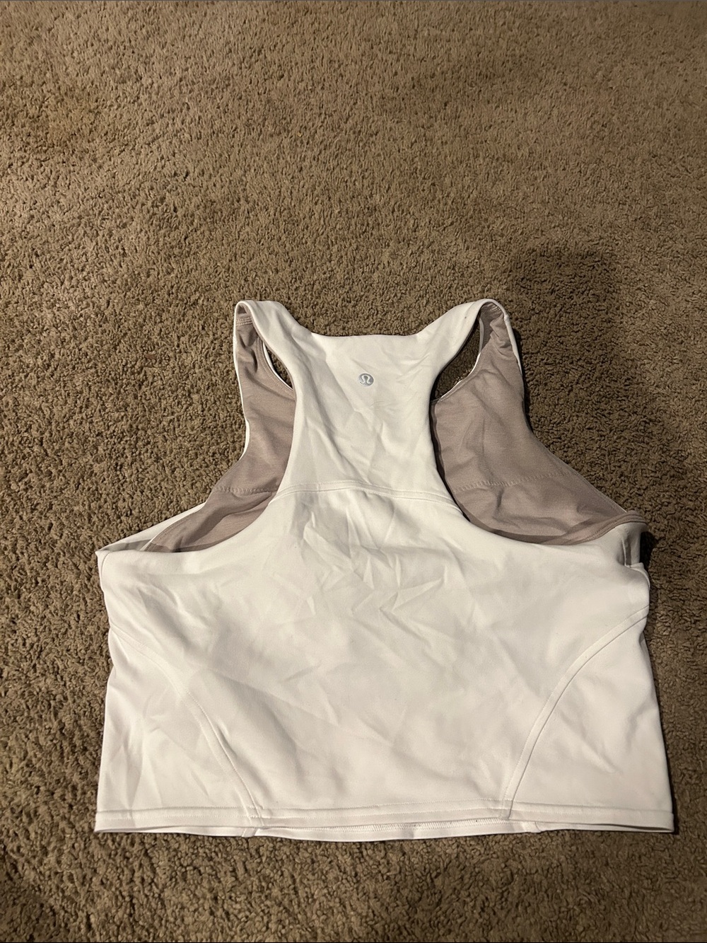 lululemon athletica White and Light Taupe Racerback Sports Bra